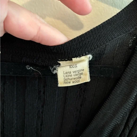 Celine Black 100% Wool Vintage Ribbed Women's Sweater- Large - Picture 4 of 14